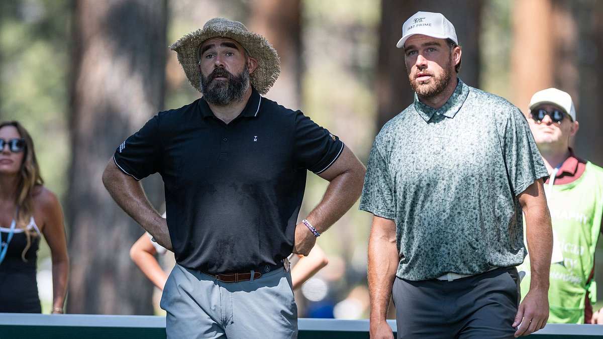 taylor-alert-–-on-course-with-the-kelces:-travis-and-jason-sink-beers,-dodge-bears-and-struggle-for-birdies…-but-there’s-no-sign-of-taylor-swift-–-yet!